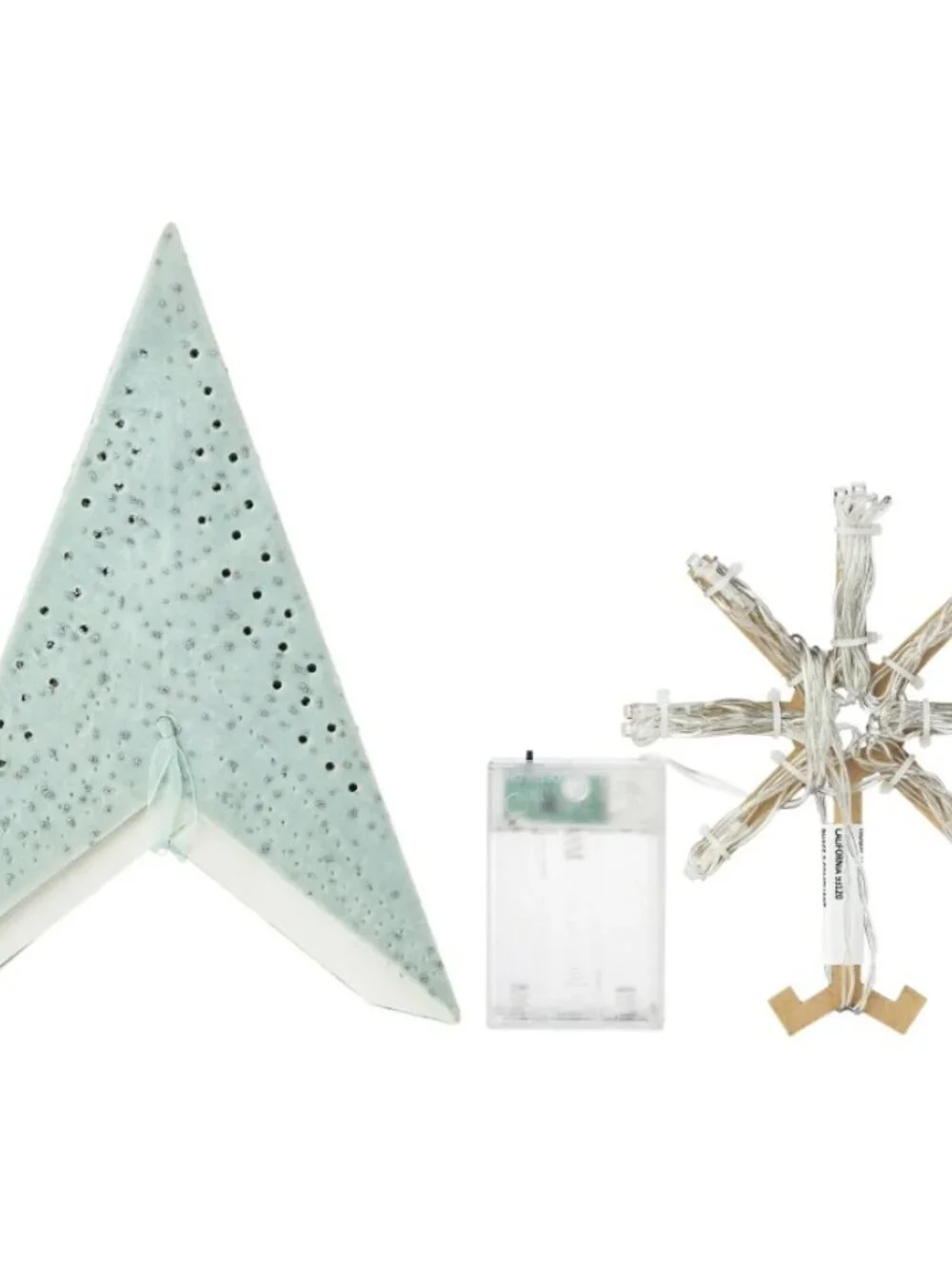 NEW Light Up Battery Operated Flocked Star Christmas Hanging Decoration Decor Ho
